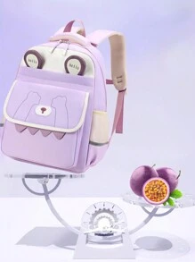 Cute Large Capacity Multi-Pocket Student Backpack, Lightweight Spine Protection Student Schoolbag, Multi-Layer Backpack, Laptop Backpack - Purple - View 1