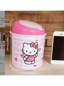 Sanrio 1 PC Menina Coração Desenho Animado Desktop Lixeira Mini Escritório Sala de Estar Casa Quadrado Coleta de Lixo Balde Com Tampa
