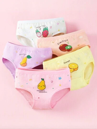 Set 3 braga pantaleta niña kawaii algodón Cotton en contraste estampados surtidos cómodos