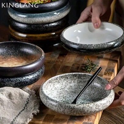 Bộ 1/4/6 đĩa sứ tráng men nung thủ công sáng tạo 6 inch, đĩa kim chi kiểu Hàn Quốc, đĩa salad.