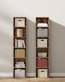 VASAGLE Bücherregal, mit 6 Ebenen, Standregal, Aufbewahrungsregal, für Wohnzimmer, Büro, Schlafzimmer, Arbeitszimmer, skandinavischer Stil, 24 x 40 x 178,5 cm, weiß LBCDE167T14 - Mokka-Braun - Übersicht 4