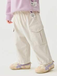 mini bala Baby Girl' Elastic Outdoor Cargo Pants, Stretchy Spring Trousers For Boys And Girls - Light Khaki - View 2