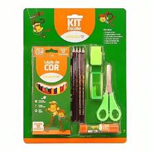 School Supplies Kit 10 With Geometric Ruler And Pencil And Sharpener And Eraser And Glue Stick And Scissors Back To School - Escolar Kit E Régua Kit - View 5