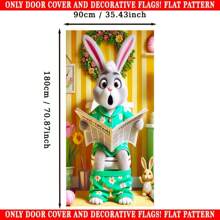 1 件涤纶复活节兔子装饰门横幅，35.43 * 70.87 英寸，兔子设计背景，家庭户外草坪门廊庭院装饰，春新年复活节狂欢派对横幅 - 彩色 - 查看 3