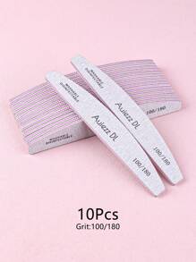 3/5/10pcs Grey Professional Crescent Double-Sided Nail Files, 80/80 100/100 100/180 180/240 Grit Manicure Tools - Light Grey - View 16