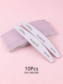 3/5/10pcs Grey Professional Crescent Double-Sided Nail Files, 80/80 100/100 100/180 180/240 Grit Manicure Tools - Light Grey - View 13