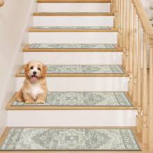 Pauwer Carpet Stair Treads For Wooden Steps Indoor 15 Pack 8" X 30" Peel And Stick Stair Treads Staircase Step Treads Reusable Stair Runner Rugs For Dogs, Elders - Taupe - 查看 7
