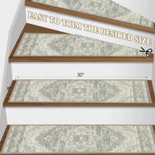 Pauwer Carpet Stair Treads For Wooden Steps Indoor 15 Pack 8" X 30" Peel And Stick Stair Treads Staircase Step Treads Reusable Stair Runner Rugs For Dogs, Elders - Taupe - 查看 2