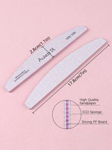 3/5/10pcs Grey Professional Crescent Double-Sided Nail Files, 80/80 100/100 100/180 180/240 Grit Manicure Tools - Light Grey - View 8