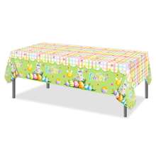 Easter Tablecloth Party Table Cover, Spring Floral And Bunny Eggs Rectangle Table Cloth Plastic Waterproof Easter Party Decoration For Easter Home Kitchen Dinning Tabletop 220x130cm - Multicolor - View 6