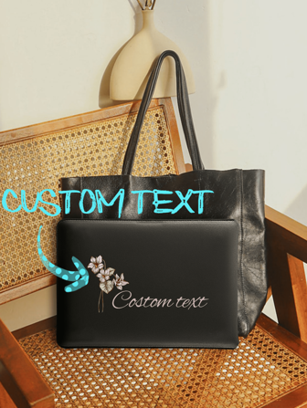 1pc Custom Purple Floral Print Laptop Bag, Unique Purple Floral Pattern Combined With Personalized Text, Romantic And Distinctive Design, Soft And Elegant Visual Effect