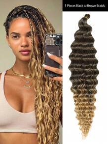1 件 20"/22"/30" 自然长波浪卷合成假发，有巧克力棕色/黑色/金色/酒红色可选，适合女性日常、节日、派对、音乐节、狂欢节、新年等场合，可作为礼物。 - 彩色 - 查看 24