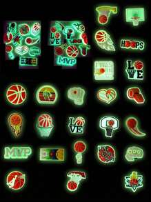 12/24 件篮球运动系列卡通腕带、饰物、鞋饰、DIY 配件。具体型号见对应图表（手工制作，背面可能有轻微漏胶或小瑕疵，但不影响正常使用） - 彩色 - 查看 1