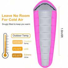 Adult Cold Weather Sleeping Bag Soft Thick Water-Resistant Sleep Bag Pink 23-50℉ - 1 - View 6