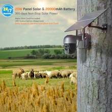 Xega 4G LTE Security Camera With 20W Solar Panel 20000mAh Battery SIM Card - [ Record] Solar Powered Security Camera Outdoor Wireless 2K HD Color Night Vision CCTV PIR Motion Detection IP66 - as pic - View 2