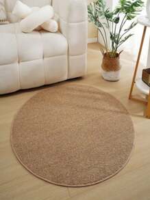 1 Stück japanischer minimalistischer brauner runder Ananas-förmiger Jute- & Leinen-Teppich mit rutschfester Unterseite, geeignet für Wohnzimmer, Schlafzimmer - Eigenschaften: Tierfreundlich, Geräuschdämmung, rutschfest, leicht zu reinigen, maschinenwaschbar
