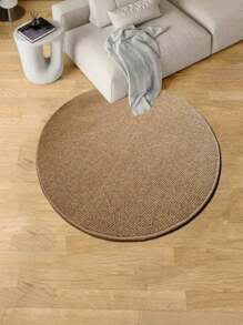 1 Stück japanischer minimalistischer brauner runder Ananas-förmiger Jute- & Leinen-Teppich mit rutschfester Unterseite, geeignet für Wohnzimmer, Schlafzimmer - Eigenschaften: Tierfreundlich, Geräuschdämmung, rutschfest, leicht zu reinigen, maschinenwaschbar