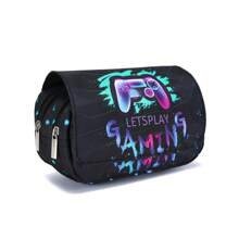 Pencil Case For Boys And Girls, Double-Sided Pattern Pencil Case, Large Storage Wallet Card Case,Compartment Pencil Case For School Students