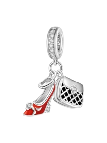 1 件圣诞 925 纯银都市美女珠子吊坠钻石套装吊坠吊坠球适合手链 DIY 女士珠宝 - 銀色 - 查看 8