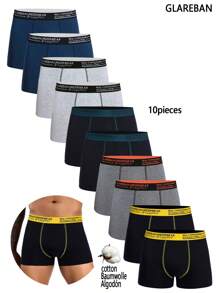 10pieces Pack Cotton Men Boxer Shorts Male Panties Underwear Brand And Underwear For Homme Luxury Set Box Briefs Kit - 彩色 - 查看 1