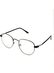 ILOOK Women's 2 In 1 Hexagonal Magnetic Metal Clip On Eyeglasses Frame - Màu xám đen - Xem 6
