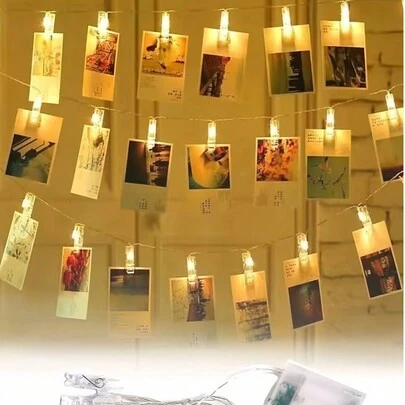 1set Photo Clip String Lights, LED Fairy Lights Clamp String, Suspend Photos, Battery Powered, For Bedroom, Wedding, Holiday, Party Decor, Gift Garden Lights Garden Decor Wedding Decor Room Decor Gifts Birthday Graduation