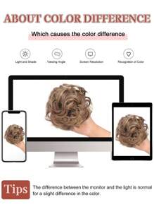 凌乱卷曲波浪发髻爪夹凌乱发髻接发卷曲波浪合成发髻发箍发片 - 彩色 - 查看 9