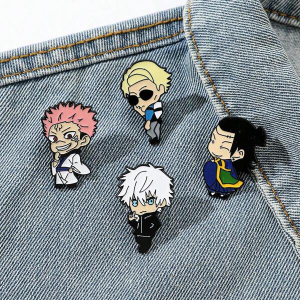 Jujutsu Kaisen 咒术回战 1/4 件动漫咒术回战胸针可爱五条悟珐琅别针金属徽章首饰背包服装配饰节日礼物
