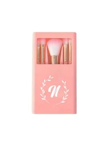 Pink Cosmetic Brush Sets With Mirrors, With Olive Branch Wreath Pattern White Letters A~Z (Excluding Q/U/X), Boxed Cosmetic Brush Sets, Multifunctional Cosmetic Brushes With Mirror Boxes, Mini Multifunctional Cosmetic Pens,Brush Set,Makeup Brush Kit,Make Up Brush Set,Make Up Set Complete,Makeup Brush Set,Complete Makeup Kit,Brush Kit,Brushes Makeup Set,Makeup Gift Set,Set