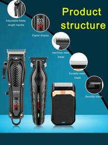 HIENA 3件套/2件套/1件套多功能家用理发工具套装，男士无线理发器 - 锋利、小巧、USB充电、ABS机身、便携式电动剃须刀和分叉修剪器，家庭和沙龙的理想之选，圣诞节男士礼物，父亲节礼物 - 彩色 - 查看 8