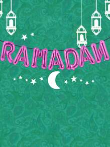 7 Stücke 16-Zoll-Ramadan-Buchstabenballon-Set, Gold, Silber, Roségold, Blau, Rose, Rot, Eid Mubarak-Partydekorationen - Verschiedenfarbig - Übersicht 7