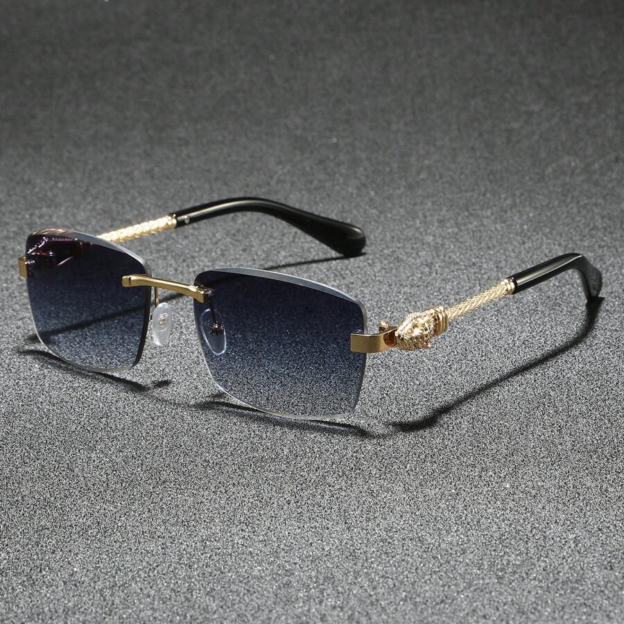 男士无框经典太阳镜，复古豹纹设计，个性化护目镜，适合户外、驾驶、骑行、钓鱼、聚会、旅行、商务使用，适合夏季海滩度假、户外、旅行 - 多色 - 查看 1