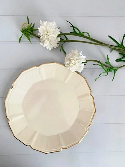 20PCS White Paper Plates For Party, 10 Inch Elegant Dinner Plates With Golden Rim, Disposable Plates For Wedding And Birthday