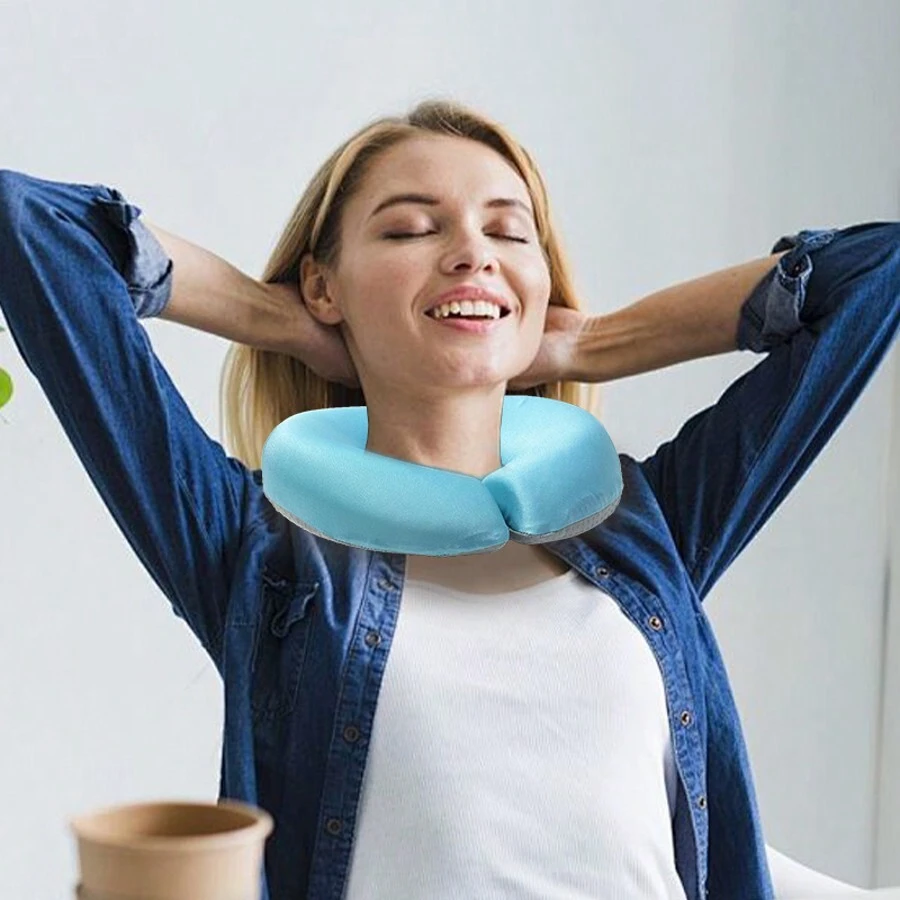 Beauty Salon Massage Bed Pillow, Face Down Memory Foam Pillow For Face Massage, With Cutout Design For Comfortable Breathing - Blue - View 1