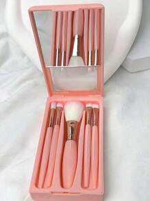 Pink Cosmetic Brush Sets With Mirrors, With Olive Branch Wreath Pattern White Letters A~Z (Excluding Q/U/X), Boxed Cosmetic Brush Sets, Multifunctional Cosmetic Brushes With Mirror Boxes, Mini Multifunctional Cosmetic Pens,Brush Set,Makeup Brush Kit,Make Up Brush Set,Make Up Set Complete,Makeup Brush Set,Complete Makeup Kit,Brush Kit,Brushes Makeup Set,Makeup Gift Set,Set