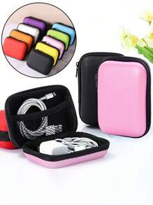 Portable Mini Storage Bag, Mobile Phone Charger Data Cable Organizer Bag, Zipper Around Box Wallet, Eva Zipper Storage Bag, USB Charger Headphone Organizer, Portable Hard Drive Earphone Case, For Cable Cord Charger Phone Earphone Power Bank For Travel Holiday Vacation Outdoor Headphones Case Headset Earbuds For Business,Travel,School,College,Office - Multicolor - View 3