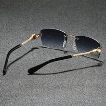 男士无框经典太阳镜，复古豹纹设计，个性化护目镜，适合户外、驾驶、骑行、钓鱼、聚会、旅行、商务使用，适合夏季海滩度假、户外、旅行 - 多色 - 查看 3