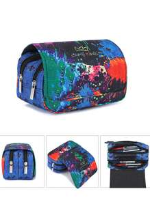 Pencil Case For Boys And Girls, Double-Sided Pattern Pencil Case, Large Storage Wallet Card Case,Compartment Pencil Case For School Students