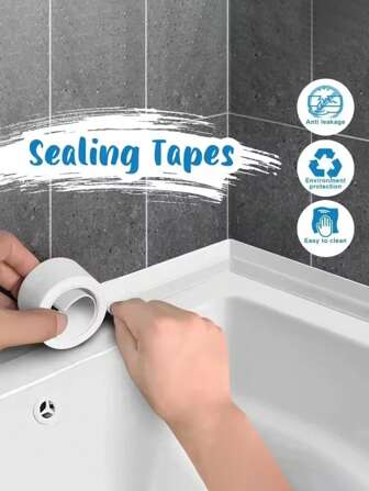 1 rol waterbestendige witte PVC zelfklevende tape - Perfect voor badkamer, gootsteen en keuken - Supersterke kleefkracht! Badkamerdecoratie voor thuis, herfstdecoratie, terug naar school