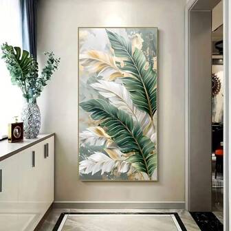 1 幅现代香蕉叶植物帆布画，北欧风格热带植树绿色香蕉叶装饰海报，客厅、卧室、厨房、办公室、咖啡厅墙壁艺术，无框架