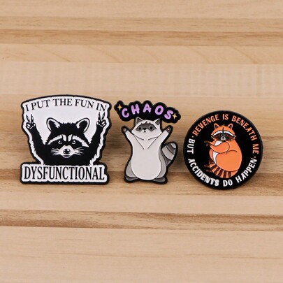 1pc Raccoon Street Cute Enamel Lapel Pin - Adorable Badge For Backpacks And Clothes Dress Accessories Pin For Clothes Bag Charm Backpack For School Office Accessories Shirts Jacket Jewelry Halloween Clothes Pin Funny Teacher Gifts Halloween Accessories Teachers Day Costume Accessories Bag Charms Christmas