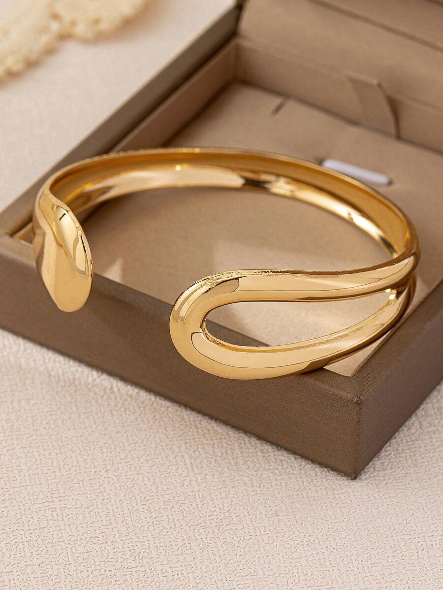 1 件简约优雅高品质小众设计不对称镂空水滴金色金属袖口手链，适合正式场合、派对、日常穿着、办公室、酒吧、音乐节、街头风格、摄影、婚礼、商务活动，是送给朋友和家人的绝佳礼物 - 金黃色 - 查看 1