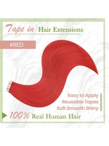 20pcs/30g Ekstensi Rambut Tape-In Tanpa Sambungan, Rambut Lurus Asli Manusia, Ramah Kulit, Perekat Mandiri, Kualitas Salon, Untuk Wanita, Cocok Untuk Kostum Halloween - SRed - View 4