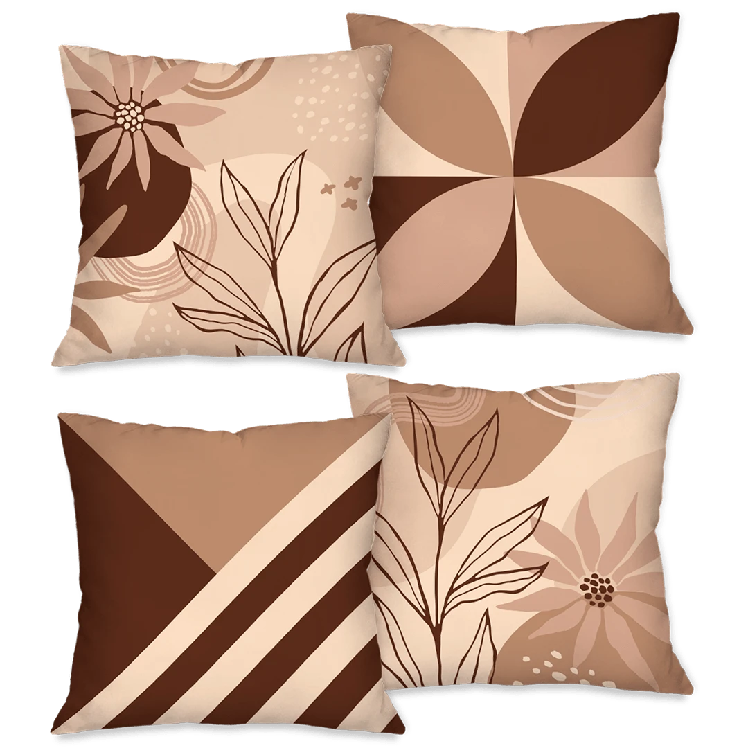 Set Of 4 Cushion Covers For Home Decor 45X45cm Rustic Harmony - Màu be - Xem 1