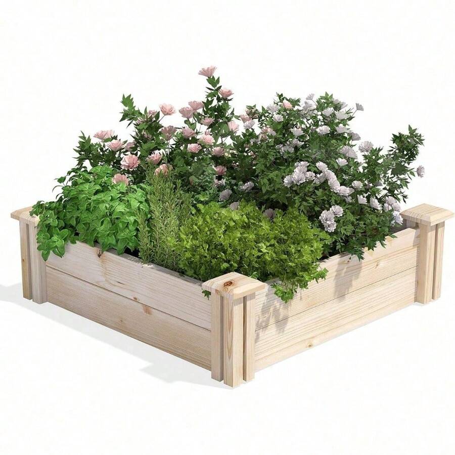Original Pine Raised Garden Bed, 2' X 2' X 7" - Made In USA With American Pine