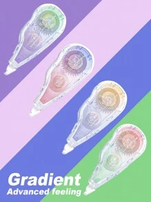 Set de 3 cintas correctoras transparentes de degradado, 90 metros en total, con diseño de corazones lindos para chicas, muy atractivas, de gran capacidad y de aplicación suave, ideales para uso estudiantil (30 metros por cinta)