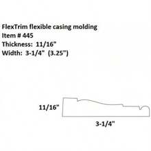 #445 Flexible Casing Molding: 11/16" Thick X 3.25" Wide - For Gentle Arches, Curved Walls And Straight Runs (8' Feet Long (96" Long)) - Light Tan - View 2