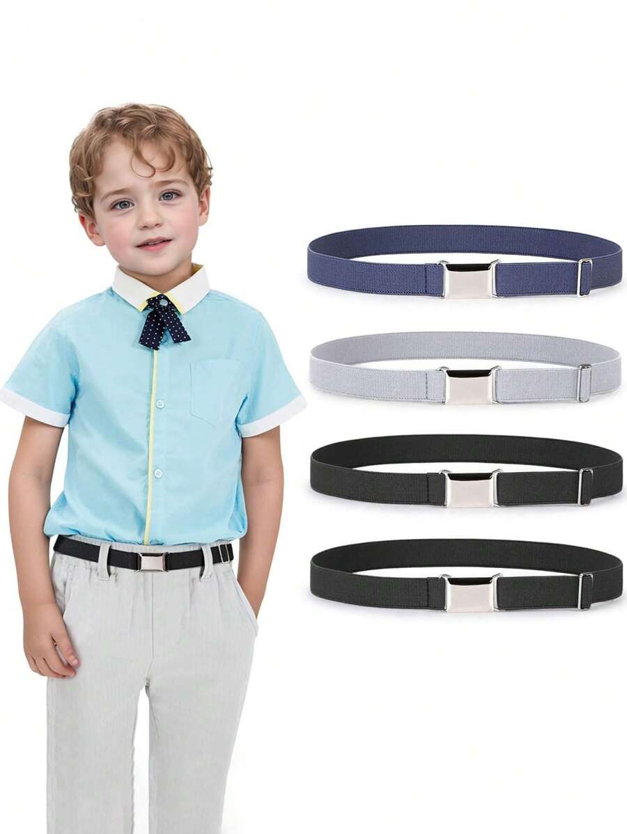 Kids Toddler Belt Elastic Stretch Adjustable Belt For Boys And Girls With Silver Square Buckle - 75 - View 1
