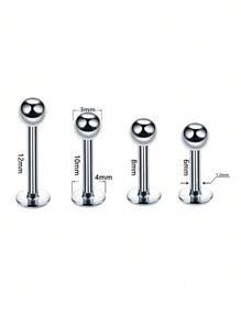 5 件/套 16 克不锈钢尖锥滚珠螺丝设计身体首饰，适用于欧美穿孔装饰，男女皆宜的软骨耳洞