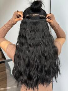5 Clip In Hair Extensions Synthetic Black Color 18 Inch Long Natural Wave Wavy Synthetic Hairpiece - Black - View 11